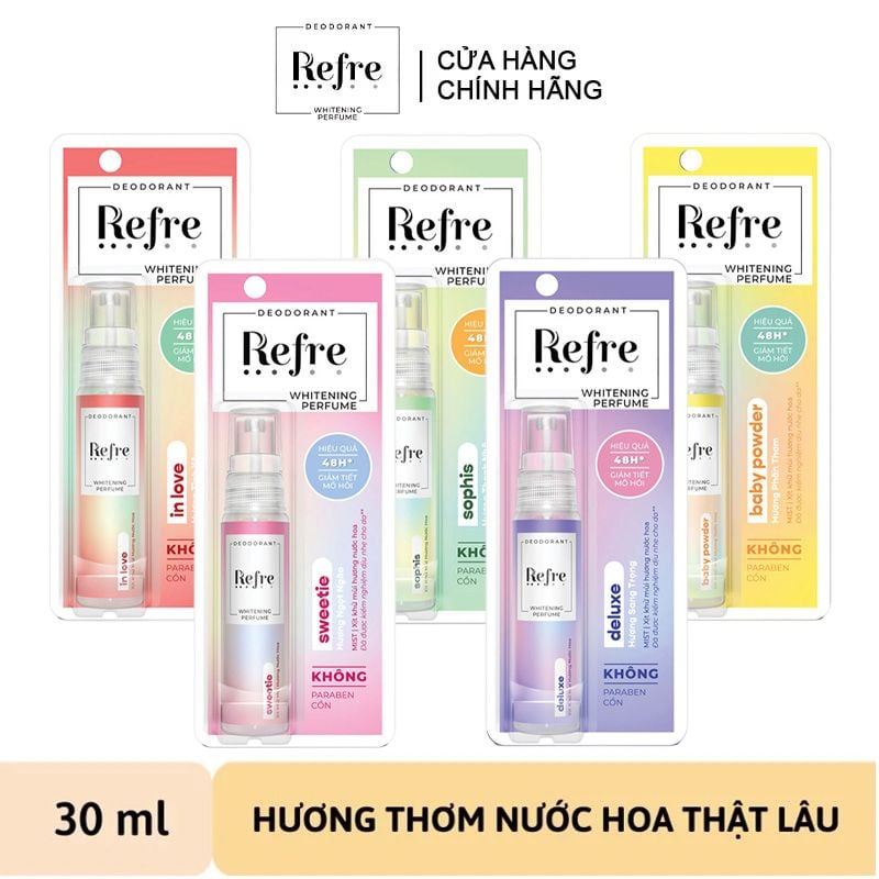 Xịt Khử Mùi Hỗ Trợ Dưỡng Trắng Refre Whitening Perfume Deodorant 30ml