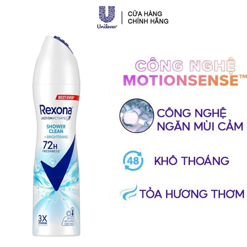 Xịt Khử Mùi Rexona Khô Thoáng Suốt 48H Dành Cho Nữ Anti-Perspirant Spray Shower Clean 150ml (Che tên sản phẩm khi giao hàng)