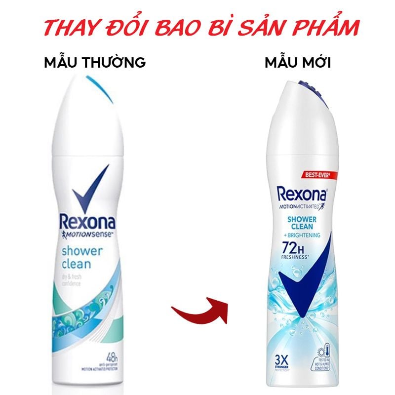 Xịt Khử Mùi Rexona Khô Thoáng Suốt 48H Dành Cho Nữ Anti-Perspirant Spray Shower Clean 150ml (Che tên sản phẩm khi giao hàng)