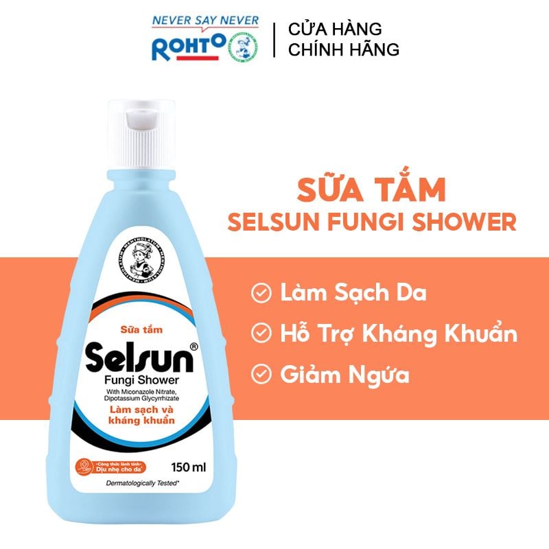 Sữa Tắm Làm Sạch, Hỗ Trợ Kháng Khuẩn, Giảm Ngứa Selsun Fungi Shower 150ml