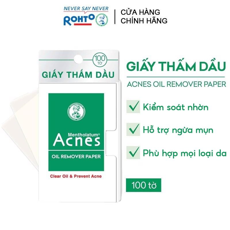 [100 tờ] Giấy Thấm Dầu Acnes Giúp Kiểm Soát Nhờn, Hạn Chế Mụn Oil Remover Paper
