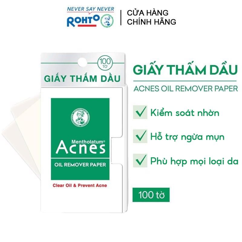 [100 tờ] Giấy Thấm Dầu Giúp Kiểm Soát Nhờn, Hạn Chế Mụn Acnes Oil Remover Paper