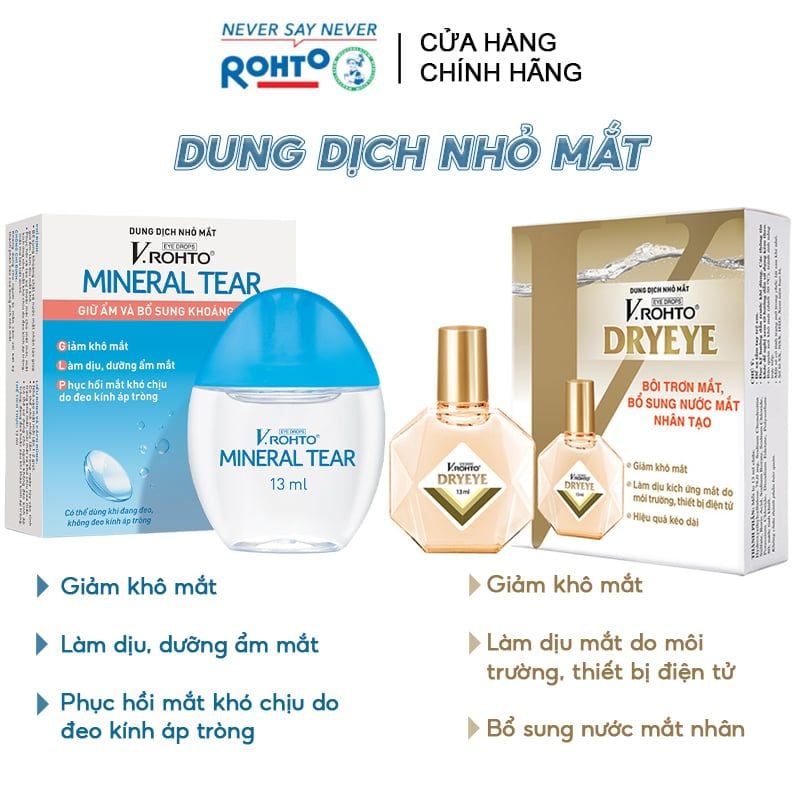 Dung Dịch Nhỏ Mắt Giữ Ẩm, Làm Dịu Mắt, Bổ Sung Nước Mắt Nhân Tạo V.Rohto 13ml