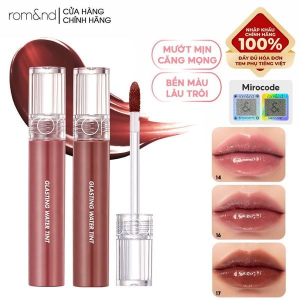 [Màu 1-17] Son Tint Nước Siêu Lì, Lâu Trôi Romand Glasting Water Tint 4g