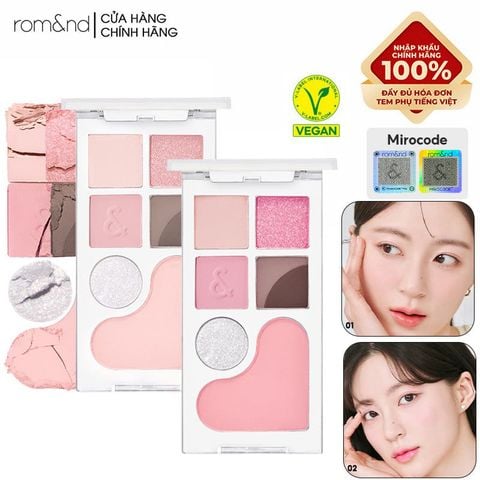 Bảng Phấn Mắt & Má Hồng Romand Ngọt Ngào, Lấp Lánh Bare Layer Palette 14g