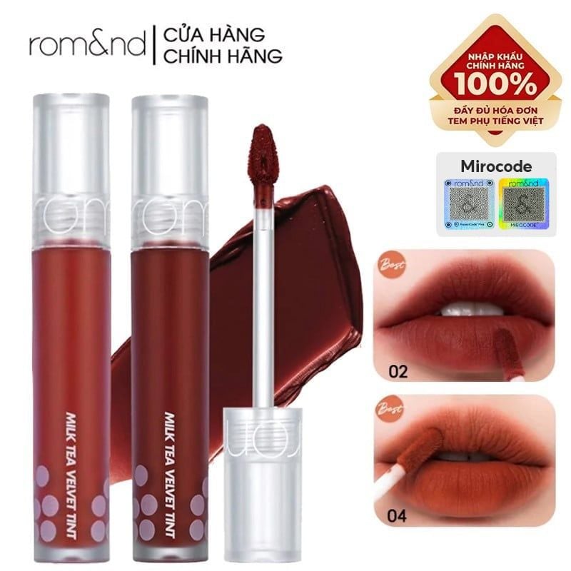 [Màu 1-4] Son Kem Lì Romand Mịn Mượt Như Nhung Milk Tea Velvet Tint 4.4g - 03 CINNAMON TEA