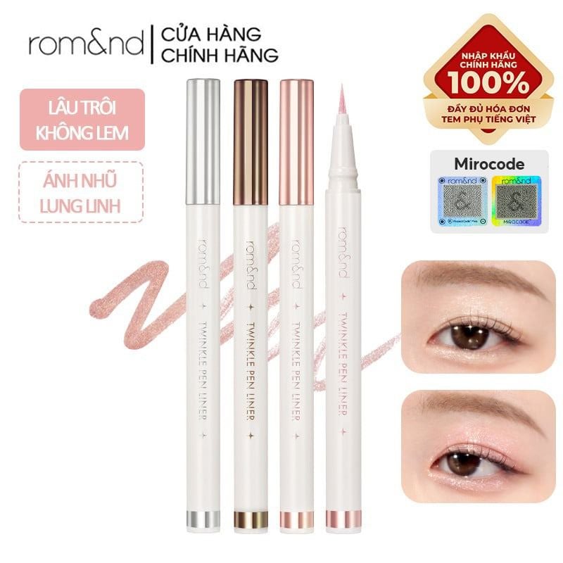 Bút Nhũ Mắt Dạng Gel, Kẻ Bọng Mắt Ánh Nhũ Lấp Lánh, Lâu Trôi Romand Twinkle Pen Liner 0.5g