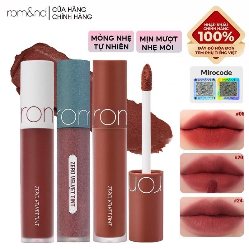 [MÀU 1-30] Son Kem Lì Romand Cực Nhẹ Môi Zero Velvet Tint 5.5g