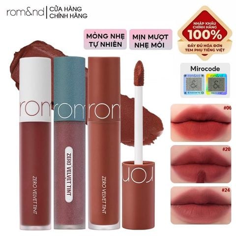  [MÀU 1-30] Son Kem Lì Romand Cực Nhẹ Môi Zero Velvet Tint 5.5g 