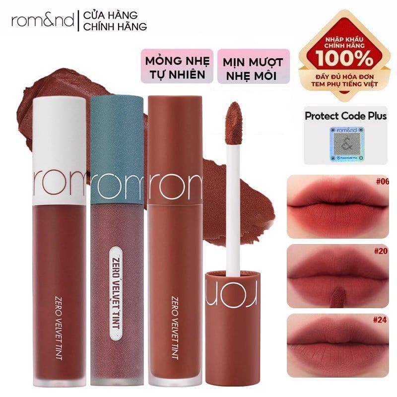 [MÀU 1-30] Son Kem Lì Cực Nhẹ Môi Romand Zero Velvet Tint 5.5g