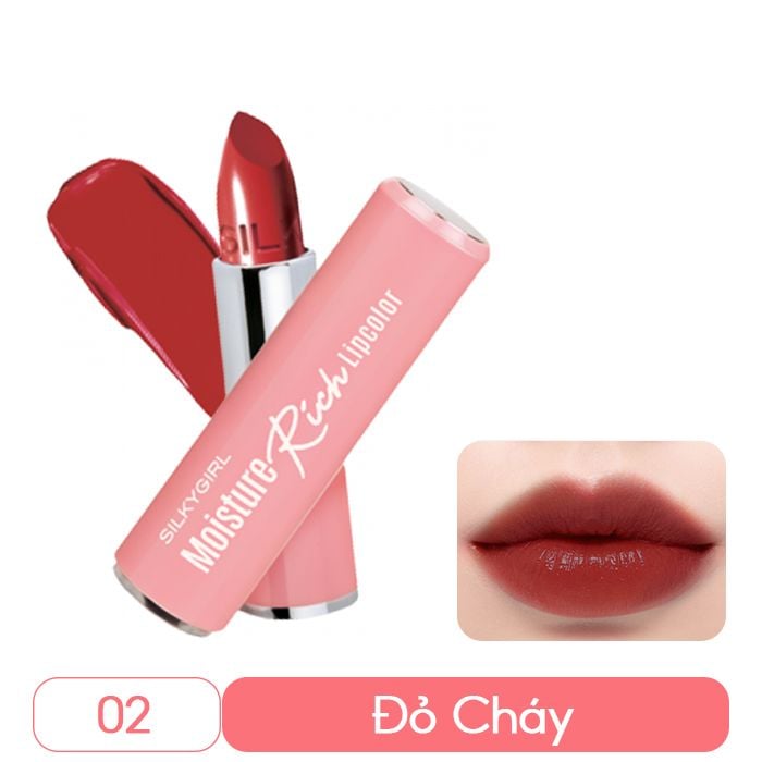 Son Thỏi Màu Có Dưỡng, Dưỡng Ẩm Môi Mềm Mại Silkygirl Moisture Rich Lipcolor 3.2g