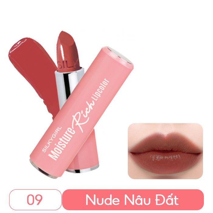 Son Thỏi Màu Có Dưỡng, Dưỡng Ẩm Môi Mềm Mại Silkygirl Moisture Rich Lipcolor 3.2g