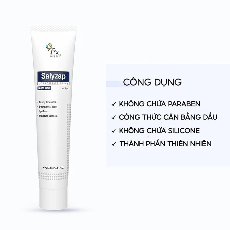 Lotion Giúp Giảm Mụn, Kiểm Soát Bả Nhờn Ban Đêm FIXDERMA Salyzap Lotion 20ml