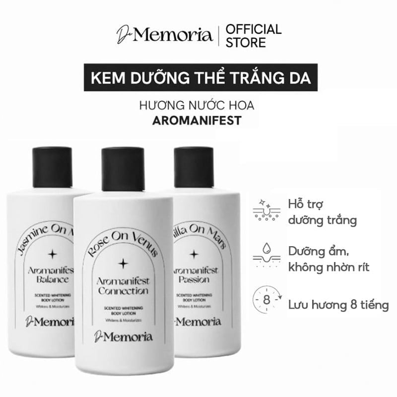[300ml] Sữa Dưỡng Thể Memoria Cấp Ẩm Hỗ Trợ Dưỡng Trắng Da De Scented Whitening Body Lotion