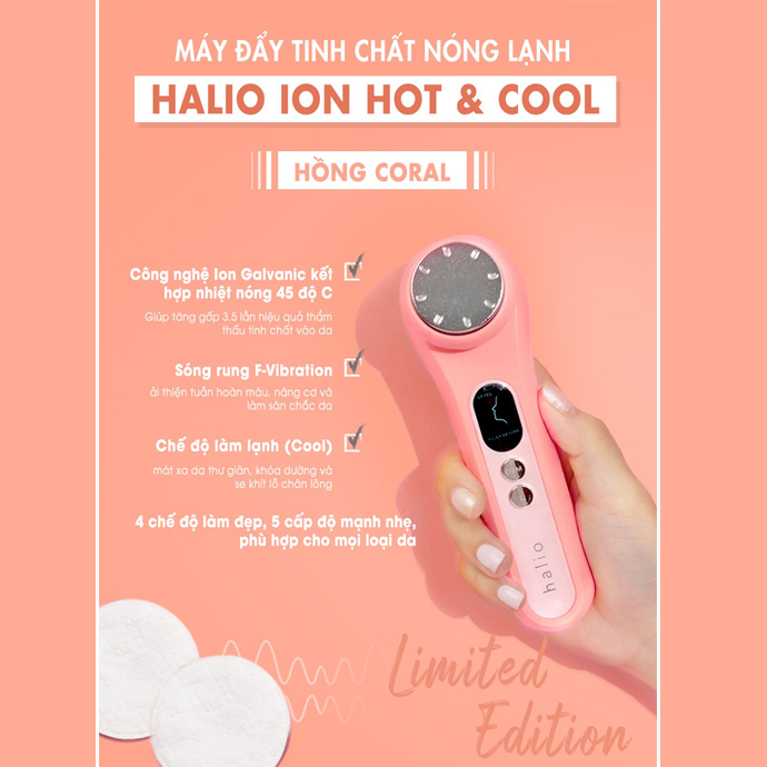 Máy Đẩy Tinh Chất Dưỡng Trắng Nóng Lạnh Halio Ion Hot & Cool Beauty Device