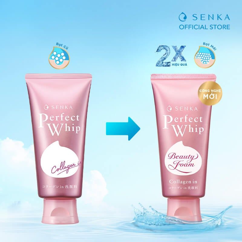 Sữa Rửa Mặt Tạo Bọt Ẩm Mịn Senka Perfect Whip Collagen In 120g