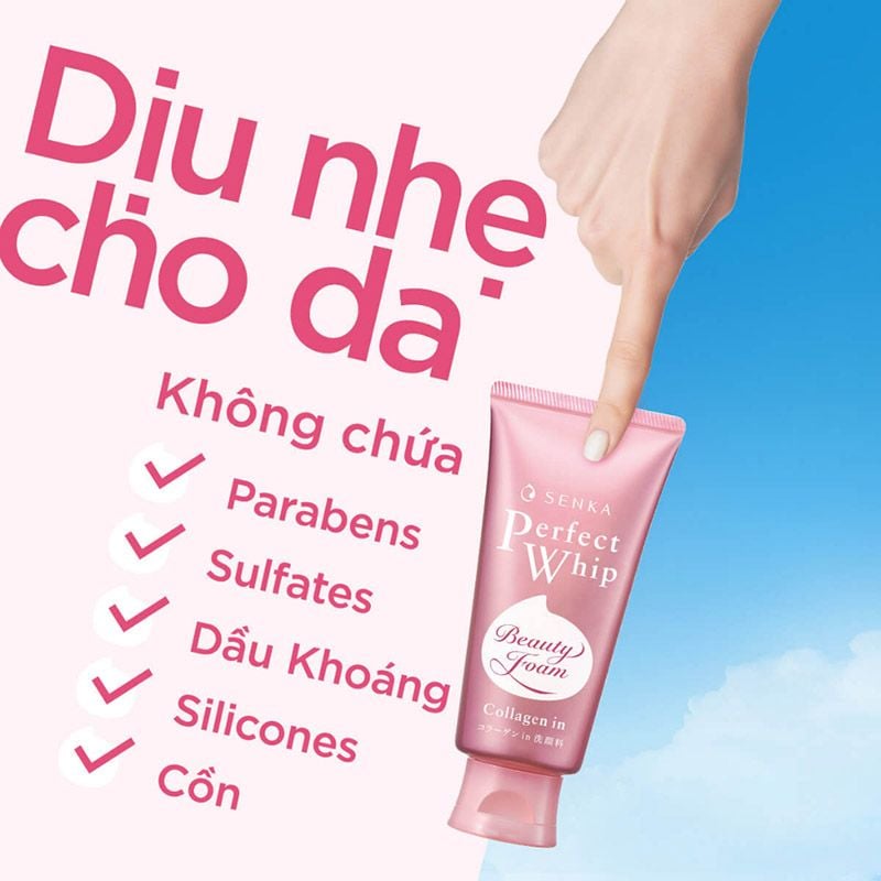 Sữa Rửa Mặt Tạo Bọt Senka Ẩm Mịn Perfect Whip Collagen In 120g