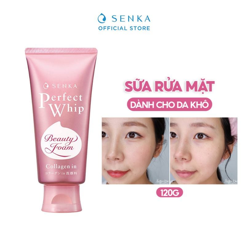 Sữa Rửa Mặt Tạo Bọt Senka Ẩm Mịn Perfect Whip Collagen In 120g