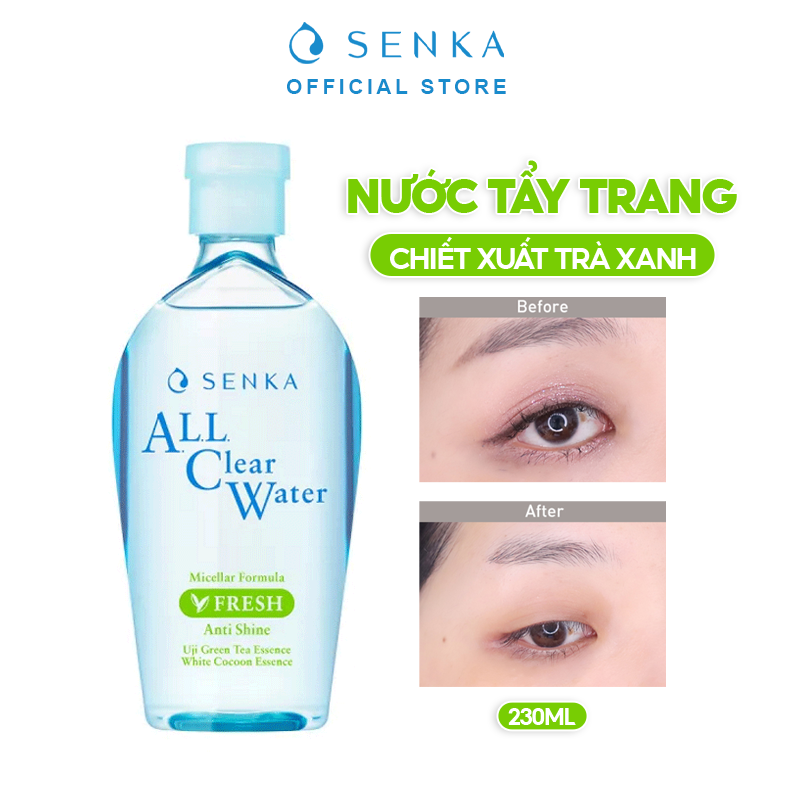 Nước Tẩy Trang Senka Làm Sạch Sâu Kiềm Dầu Chiết Xuất Trà Xanh All Clear Water Micellar Formula - Fresh 230ml