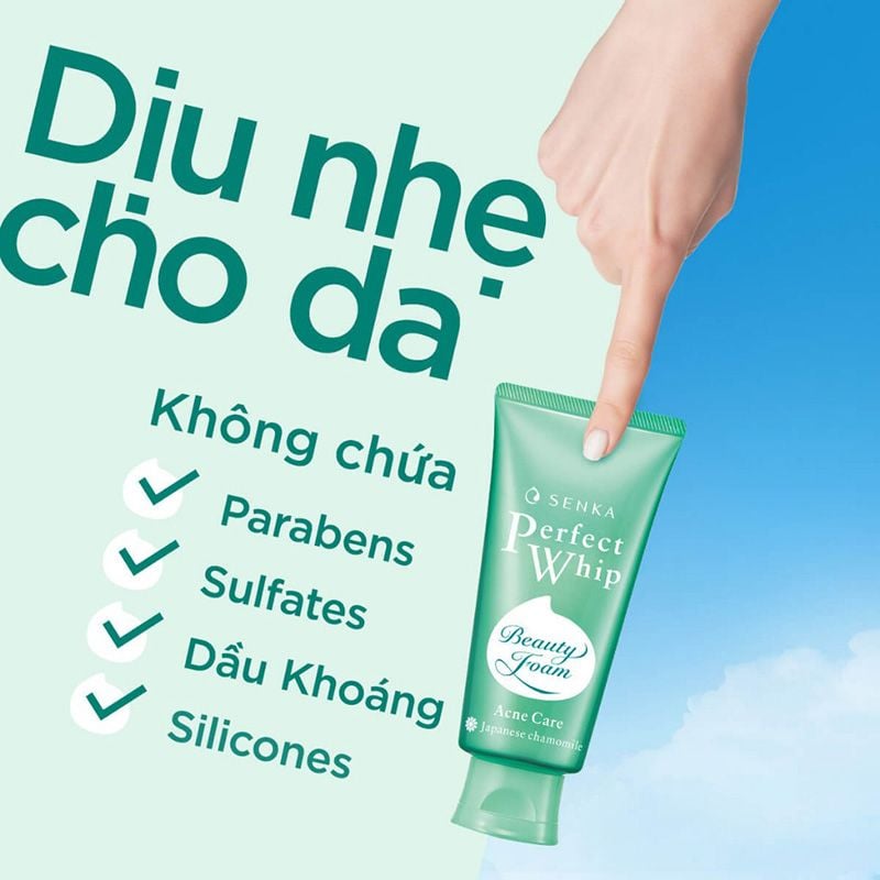 Sữa Rửa Mặt Senka Tạo Bọt Dành Cho Da Mụn Perfect Whip Acne Care 100g