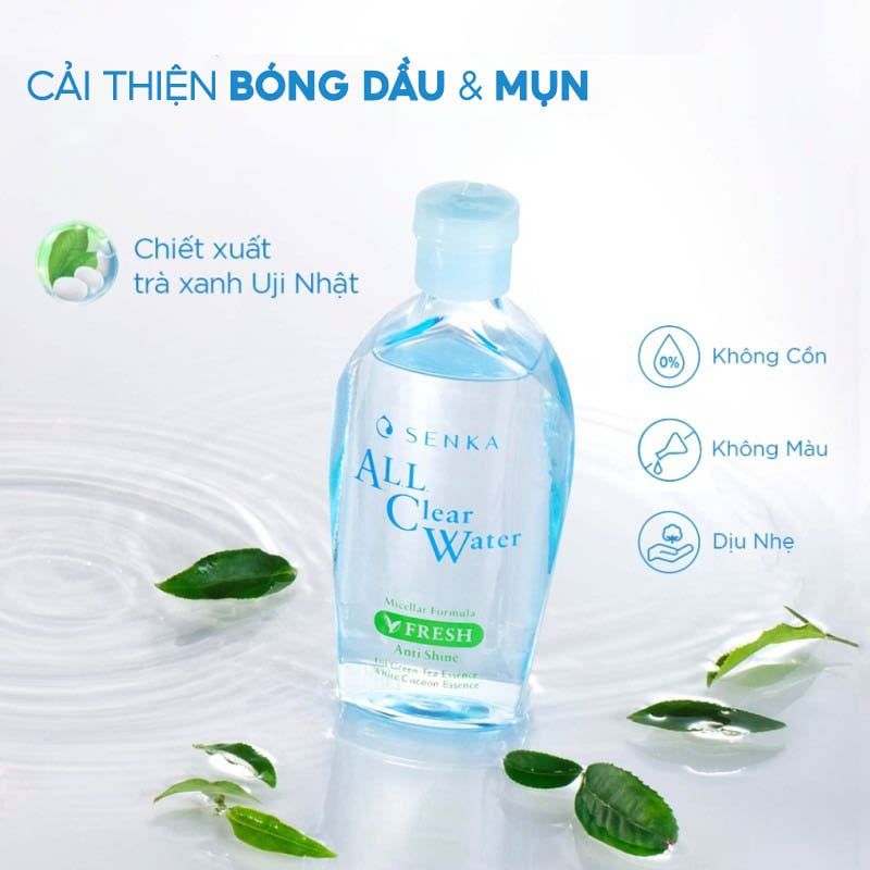 Nước Tẩy Trang Làm Sạch Sâu Kiềm Dầu Chiết Xuất Trà Xanh Senka All Clear Water Micellar Formula - Fresh 230ml