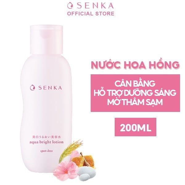 Nước Hoa Hồng Cân Bằng, Hỗ Trợ Dưỡng Trắng Chiết Xuất Hoa Anh Đào Senka Aqua Bright Lotion 200ml