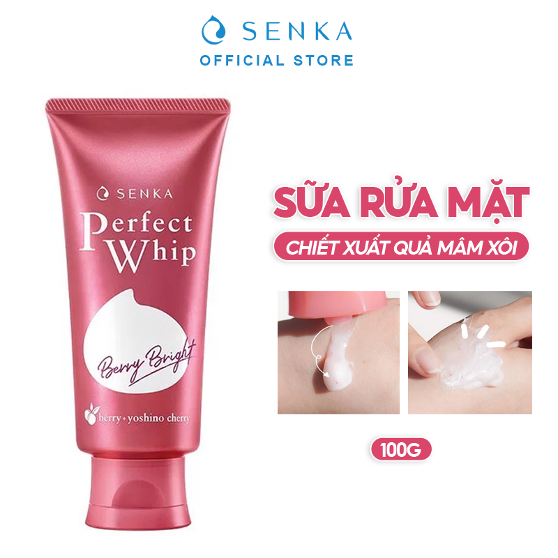 Sữa Rửa Mặt Làm Sạch Sâu, Sáng Hồng Senka Perfect Whip Berry Bright 100g