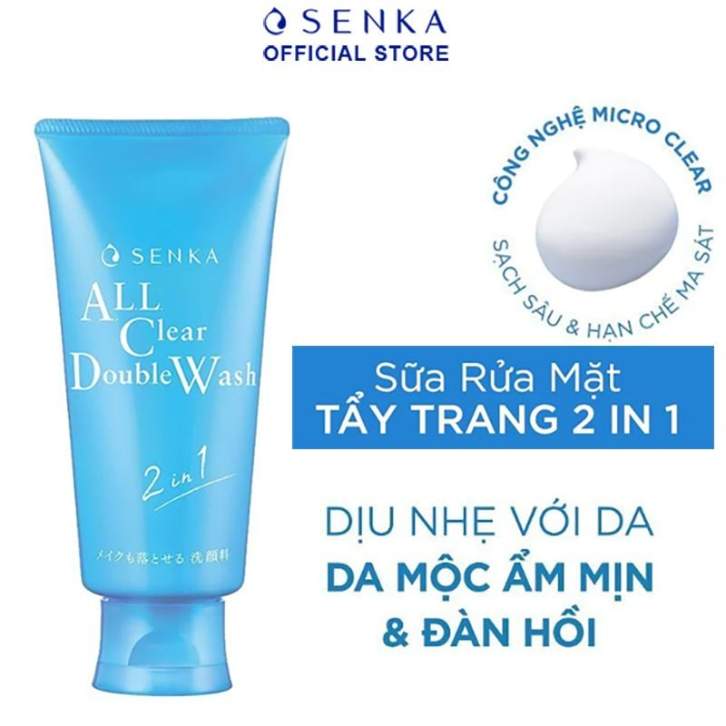 Sữa Rửa Mặt Tẩy Trang 2 In 1 Senka All Clear DoubleW 120g