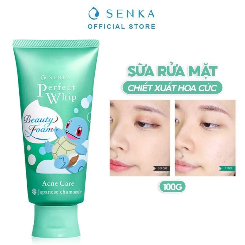 Sữa Rửa Mặt Tạo Bọt Dành Cho Da Mụn Senka Perfect Whip Acne Care 100g