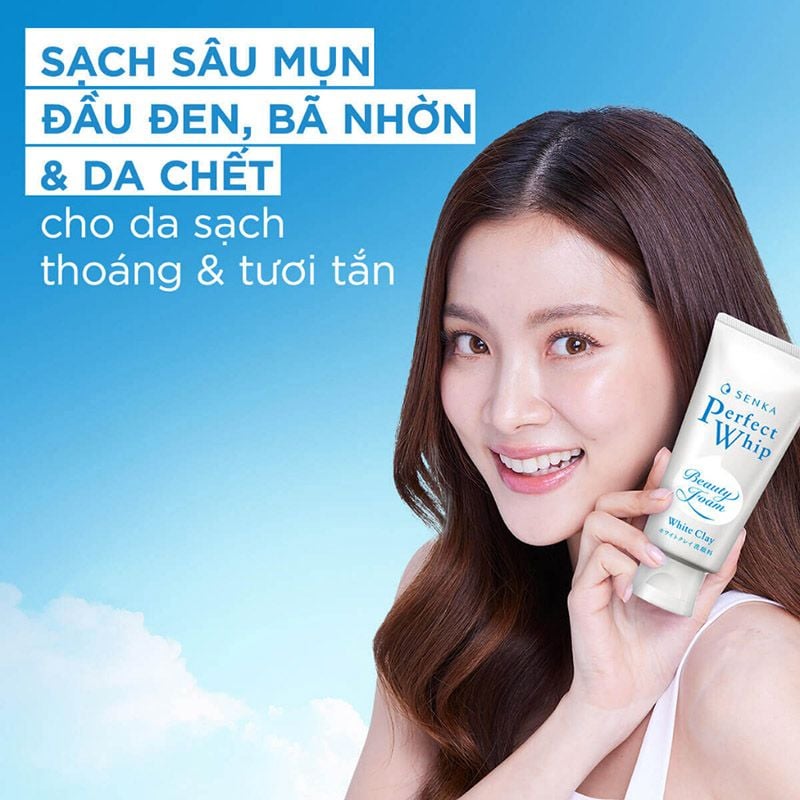 Sữa Rửa Mặt Đất Sét Trắng Giúp Làm Sạch Sâu, Dưỡng Da Sáng Mịn Senka Perfect White Clay 120g