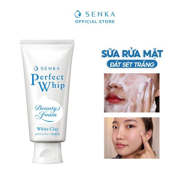  Sữa Rửa Mặt Senka Đất Sét Trắng Giúp Làm Sạch Sâu, Dưỡng Da Sáng Mịn Perfect White Clay 
