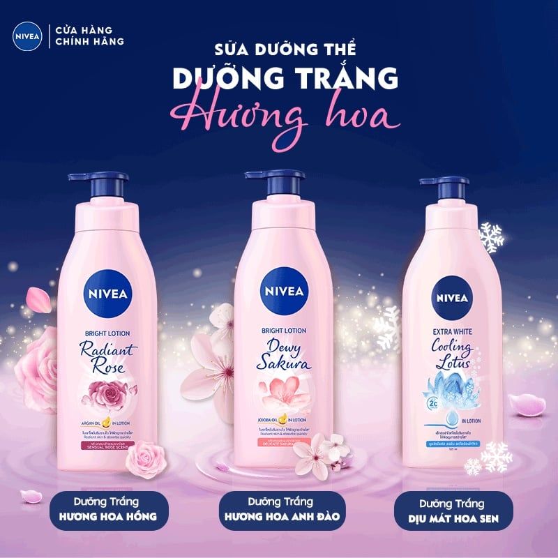 Sữa Dưỡng Thể Hỗ Trợ Dưỡng Sáng Da Hương Hoa Nivea Bright Lotion