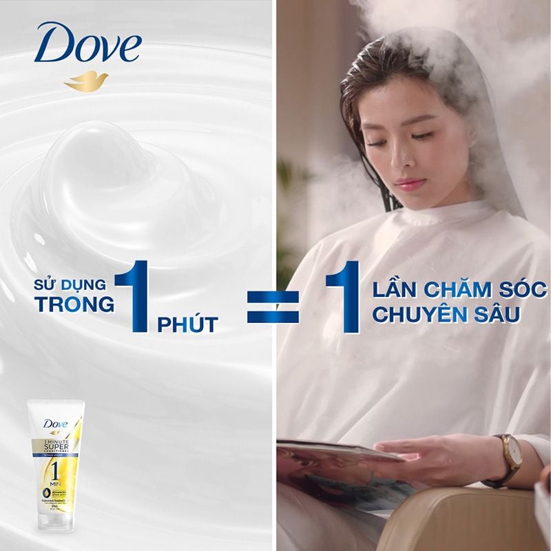 Kem Xả Hỗ Trợ Phục Hồi Hư Tổn 1 Phút Siêu Dưỡng DOVE Intense Repair 1 Minute Super Conditioner 300ml