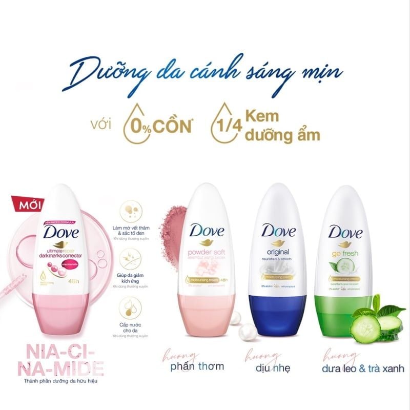 Lăn Khử Mùi Dove Dưỡng Ẩm, Giảm Thâm Vùng Da Dưới Cánh Tay 40ml  #HƯƠNG LILY (Che tên sản phẩm khi giao hàng)