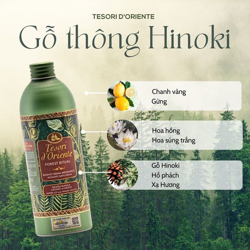 Sữa Tắm Hương Nước Hoa Ý Cao Cấp Nhiều Mùi Tesori d'Oriente Aromatic Bath Cream