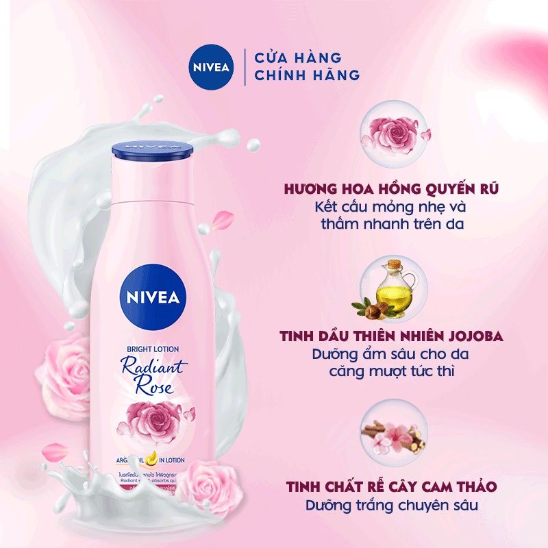 Sữa Dưỡng Thể Hỗ Trợ Dưỡng Sáng Da Hương Hoa Nivea Bright Lotion