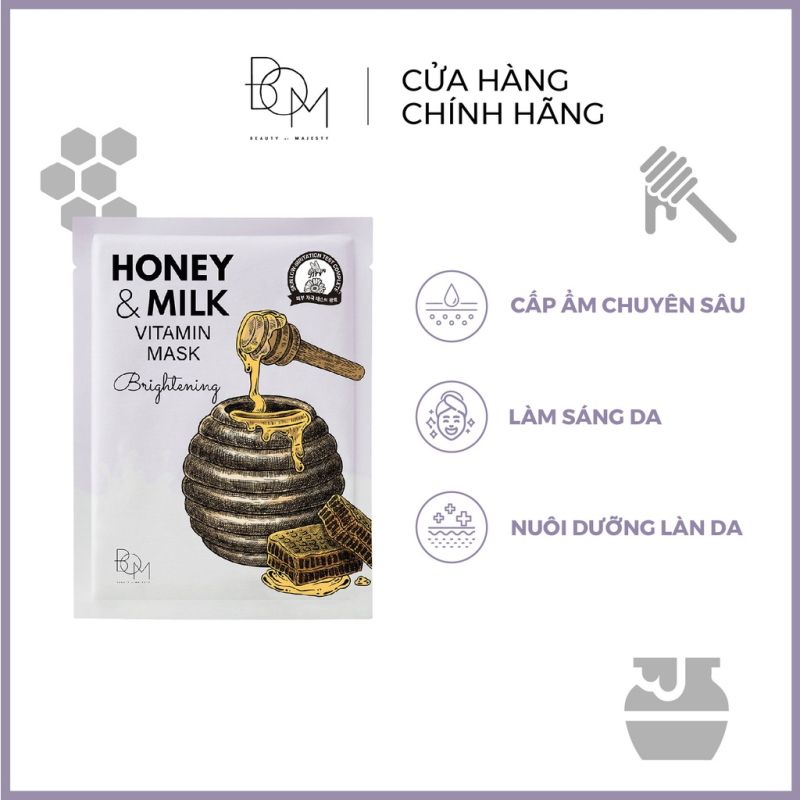 Mặt Nạ Dưỡng Ẩm, Làm Sáng, Làm Dịu Da B.O.M Honey And Milk Mask 25g