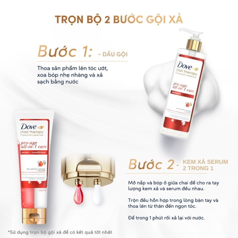 Kem Xả Serum 2in1 Hỗ Trợ Phục Hồi, Hạn Chế Rụng Tóc Làm Phồng Chân Tóc Dove Hair Therapy Serum + Conditioner 230ml