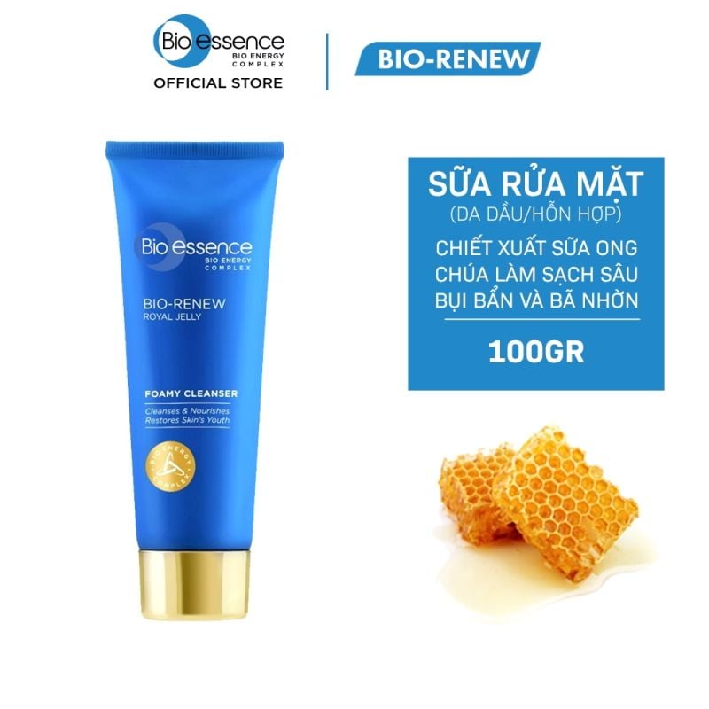 Sữa Rửa Mặt Tạo Bọt Bông Mịn Dành Cho Da Dầu Bio-essence Bio-Renew Foamy Cleanser 100g