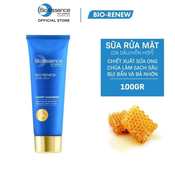  Sữa Rửa Mặt Tạo Bọt Bio-essence Bông Mịn Dành Cho Da Dầu Bio-Renew Foamy Cleanser 100g 