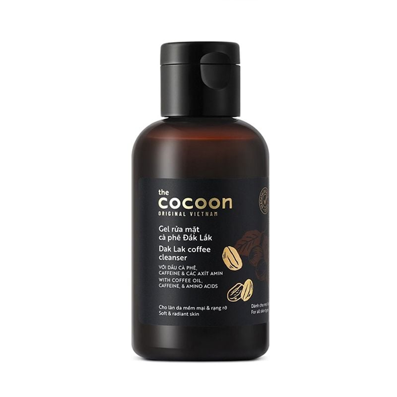 Gel Rửa Mặt Cocoon Làm Sạch Dịu Nhẹ Chiết Xuất Cà Phê Đắk Lắk Giúp Da Tươi Sáng, Đều Màu Dak Lak Coffee Cleanser 140ml