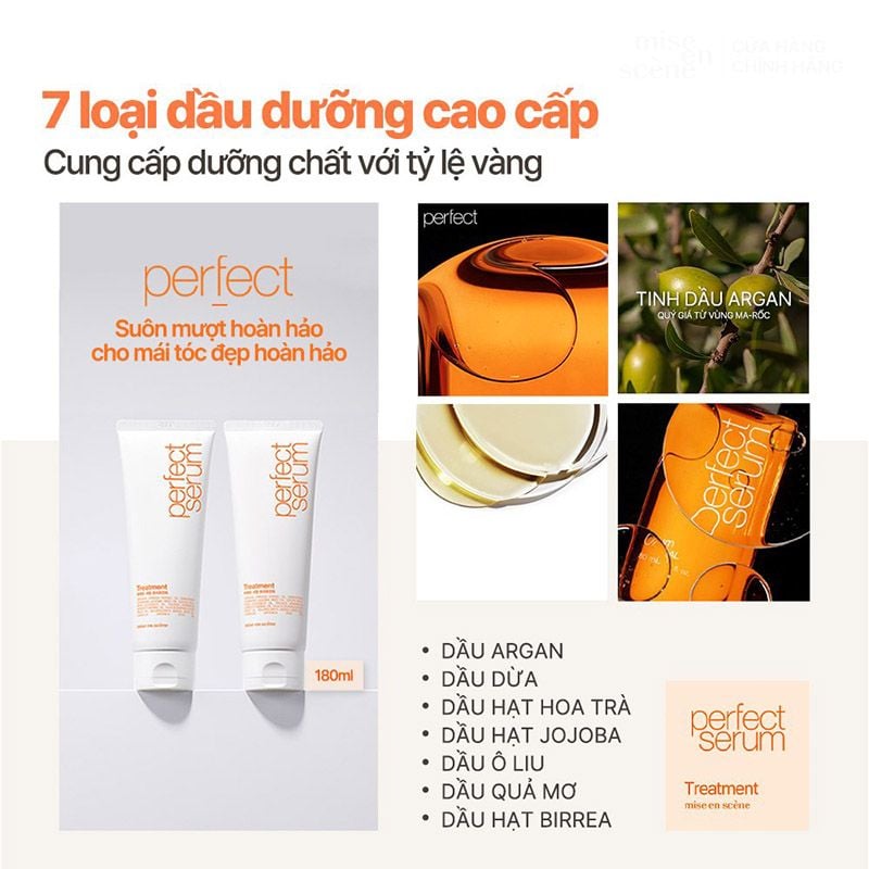 Kem Xả Hỗ Trợ Phục Hồi Tóc Hư Tổn Mise en Scene Perfect Serum Treatment 180ml