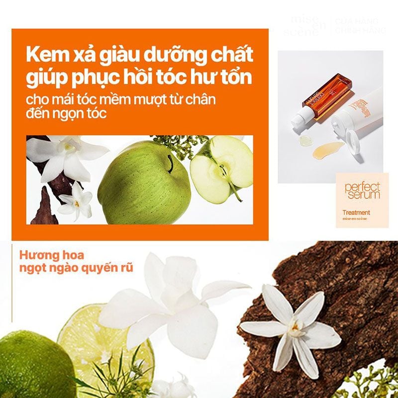 Kem Xả Hỗ Trợ Phục Hồi Tóc Hư Tổn Mise en Scene Perfect Serum Treatment 180ml