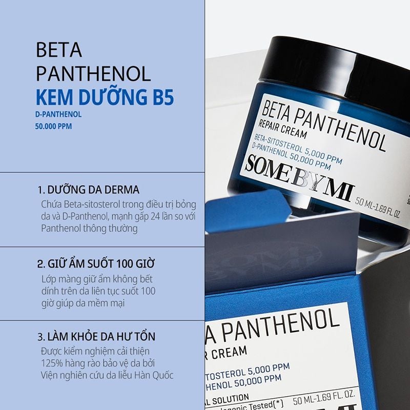 Kem Dưỡng Cấp Ẩm, Hỗ Trợ Phục Hồi Da Some By Mi Beta Panthenol Repair Cream 50ml