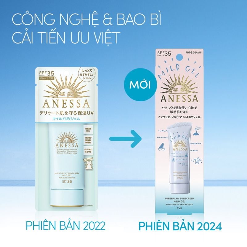 Kem Chống Nắng Anessa Dạng Gel Dành Cho Da Nhạy Cảm Và Trẻ Em Mineral UV Sunscreen Mild Gel SPF35/PA+++ 90g