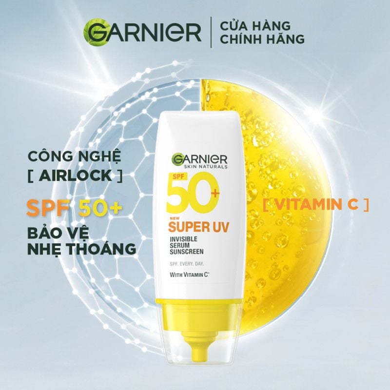 Serum Chống Nắng Mỏng Nhẹ Garnier Skin Naturals Super UV Invisible Serum Sunscreen 30ml