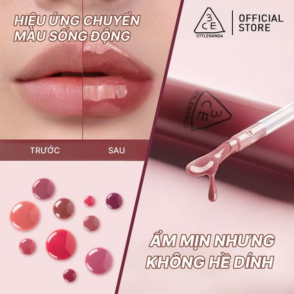  Son Bóng Dạng Gel 3CE Căng Mọng Drop Glow Gel 4g 