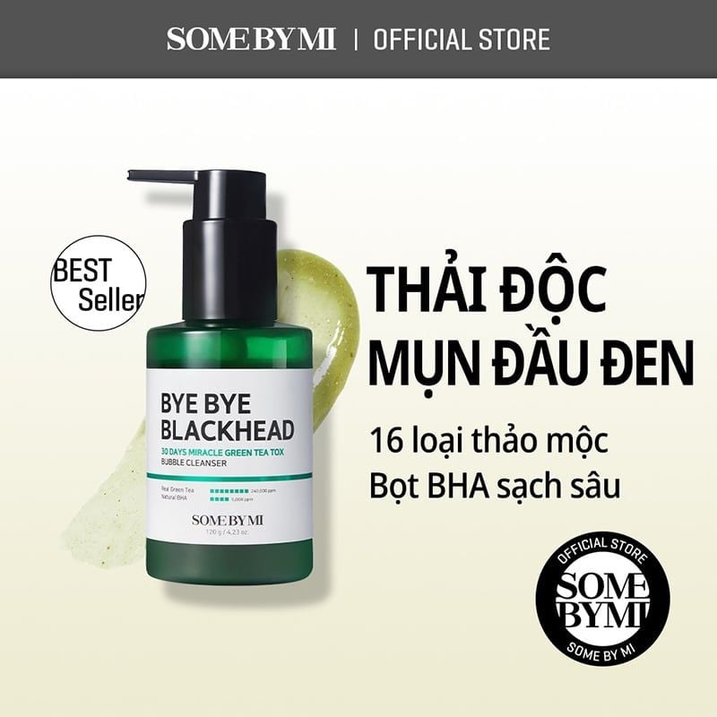 Sữa Rửa Mặt Sủi Bọt Hỗ Trợ Cải Thiện Mụn Đầu Đen Some By Mi Bye Bye Blackhead 30 Days Miracle Green Tea Tox Bubble Cleanser 120g