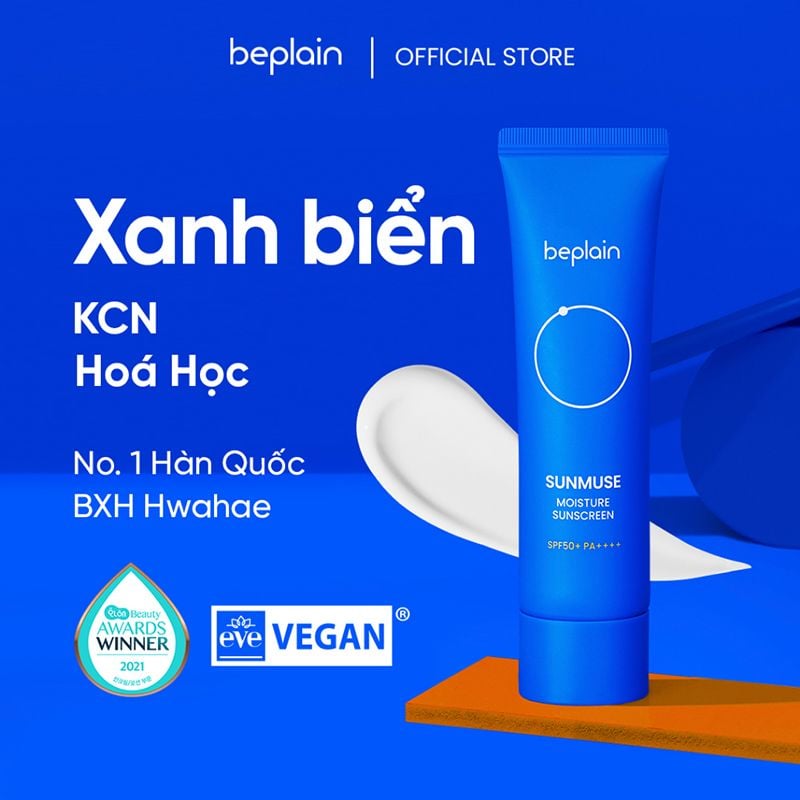 Kem Chống Nắng Thuần Chay Beplain Nâng Tone, Kiềm Dầu, Dưỡng Ẩm Sunmuse Sunscreen SPF50+/PA+++ 50ml