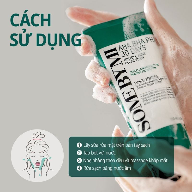 Sữa Rửa Mặt Some By Mi Tạo Bọt, Hạn Chế Mụn AHA-BHA-PHA 30 Days Miracle Acne Clear Foam 100ml